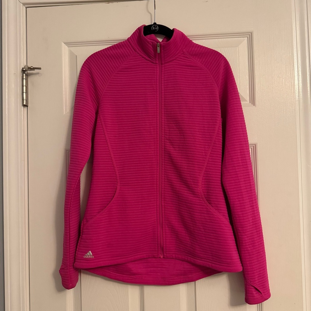 Hot pink adidas thin quilted jacket size small